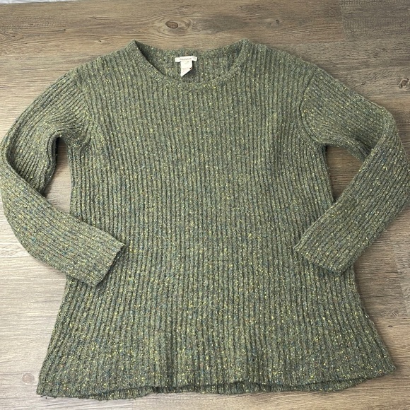 Sundance Merino Wool Blend Green Multi Fleck Ribbed Sweater, size small - Picture 1 of 9